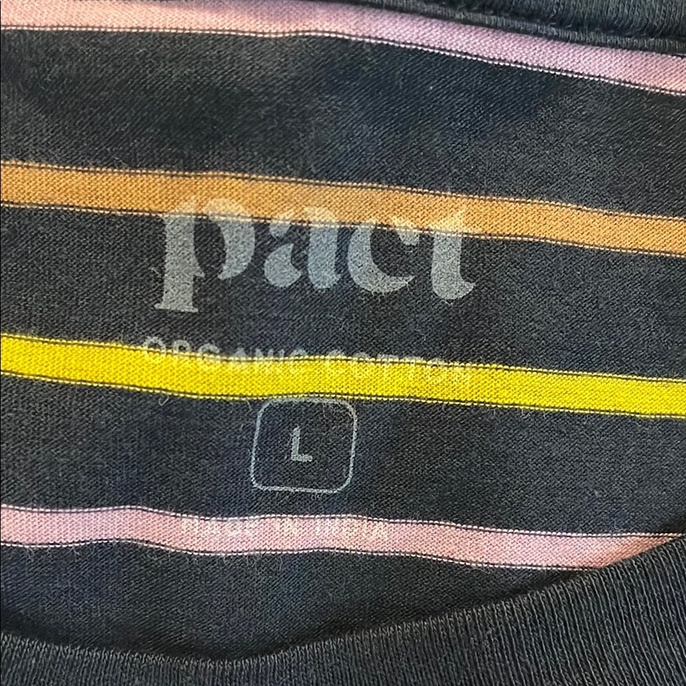 SOLD Pact Softspun Tee T-Shirt Dress Short Sleeve Casual Multicolor Stripe Large - Picture 2 of 14